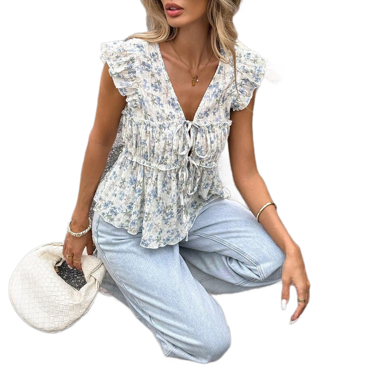 Elastic-waist Casual A-line Skirt Top