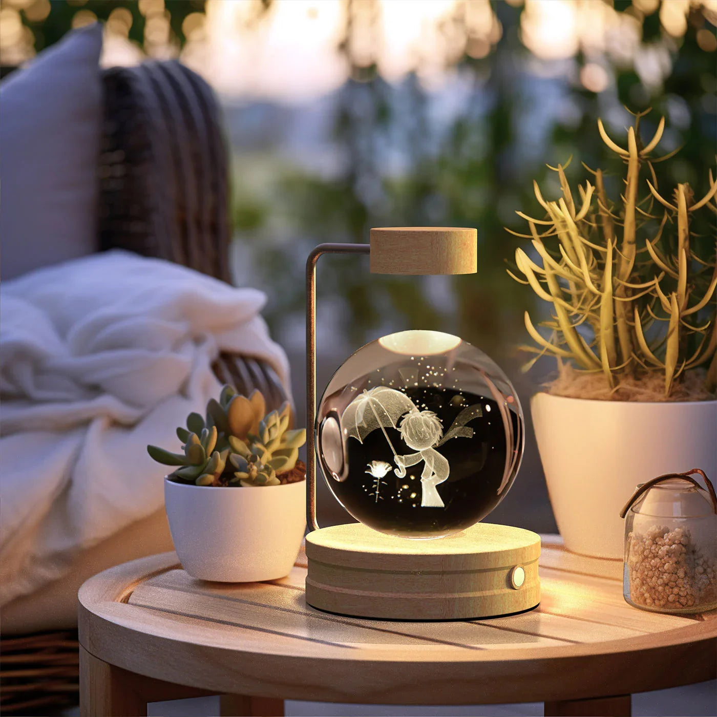 Crystal Ball Dinosaur Night Light — USB Bedside Lamp