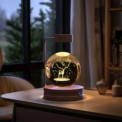 Crystal Ball Dinosaur Night Light — USB Bedside Lamp