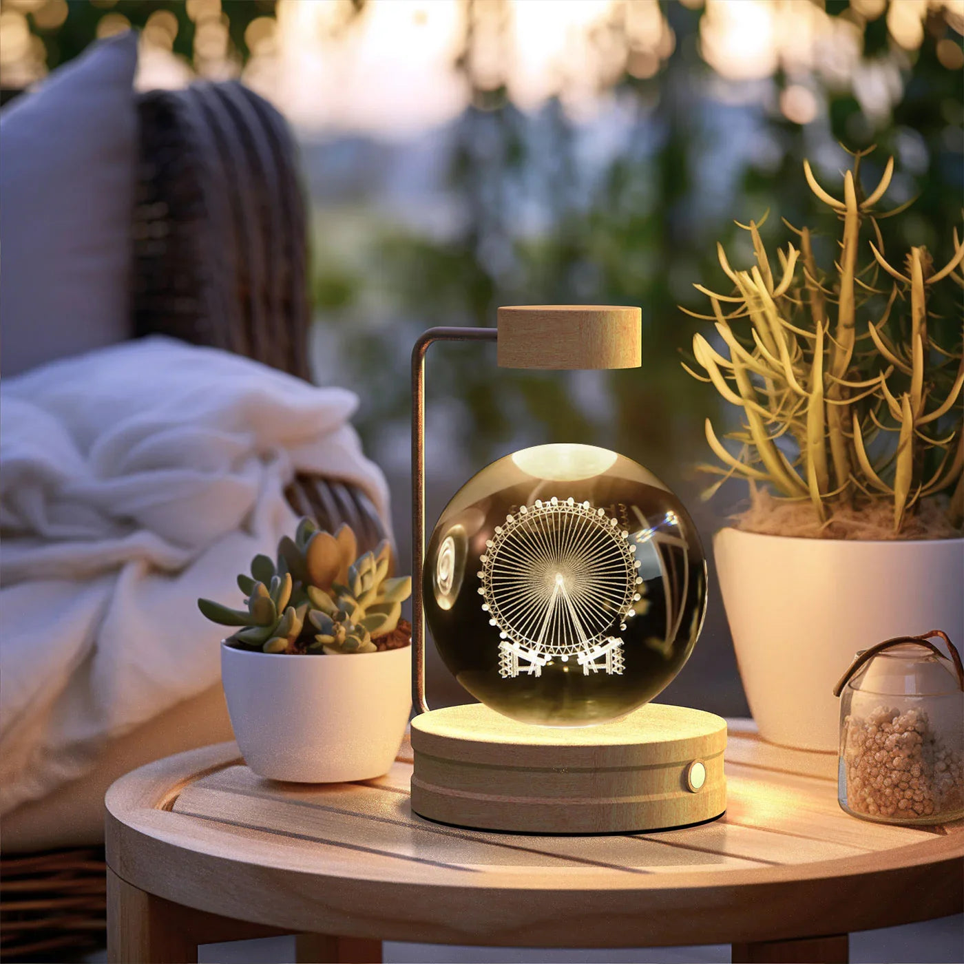 Crystal Ball Dinosaur Night Light — USB Bedside Lamp