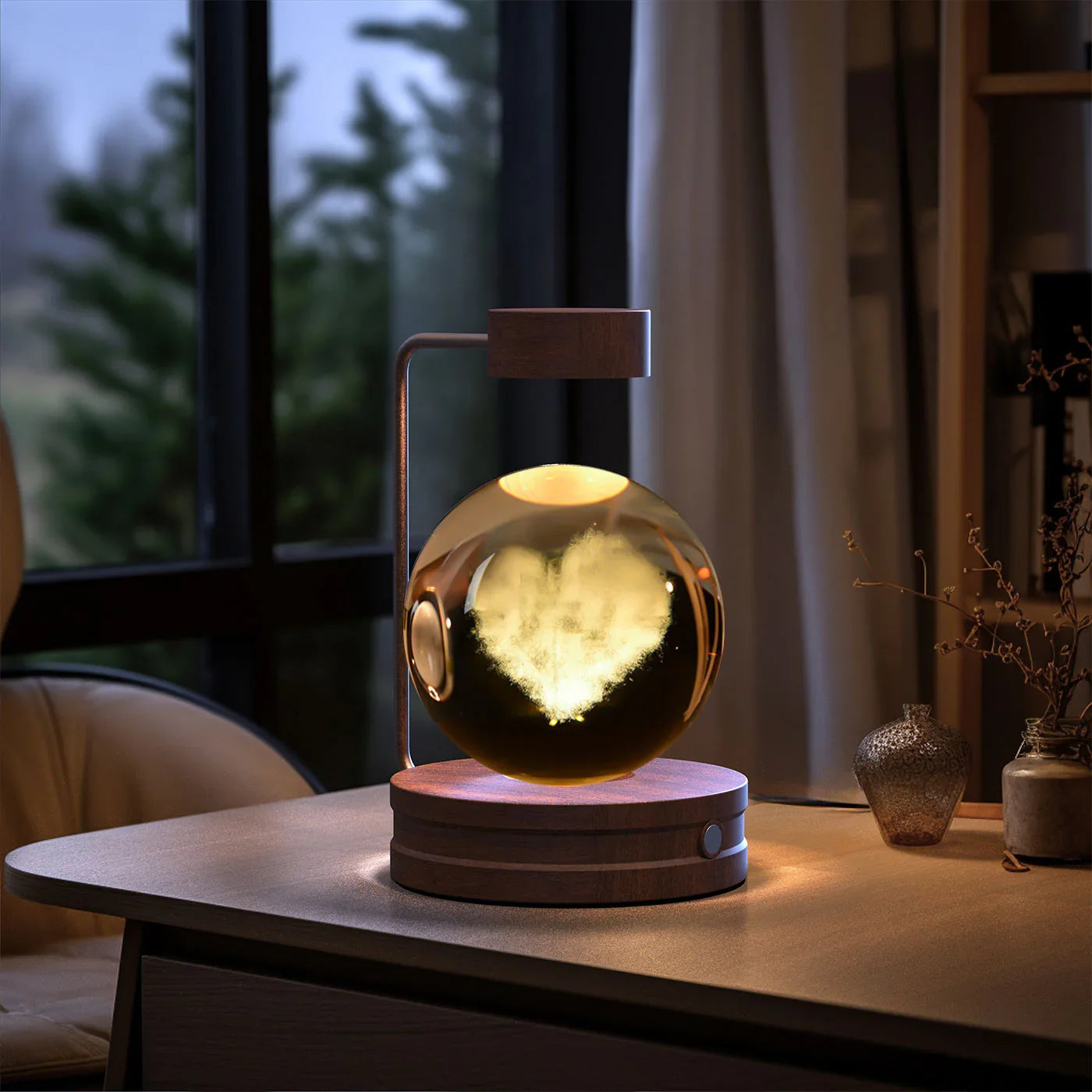 Crystal Ball Dinosaur Night Light — USB Bedside Lamp