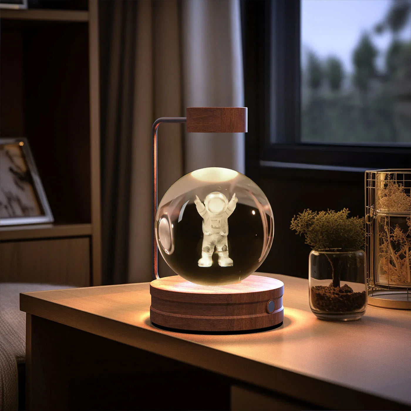 Crystal Ball Dinosaur Night Light — USB Bedside Lamp