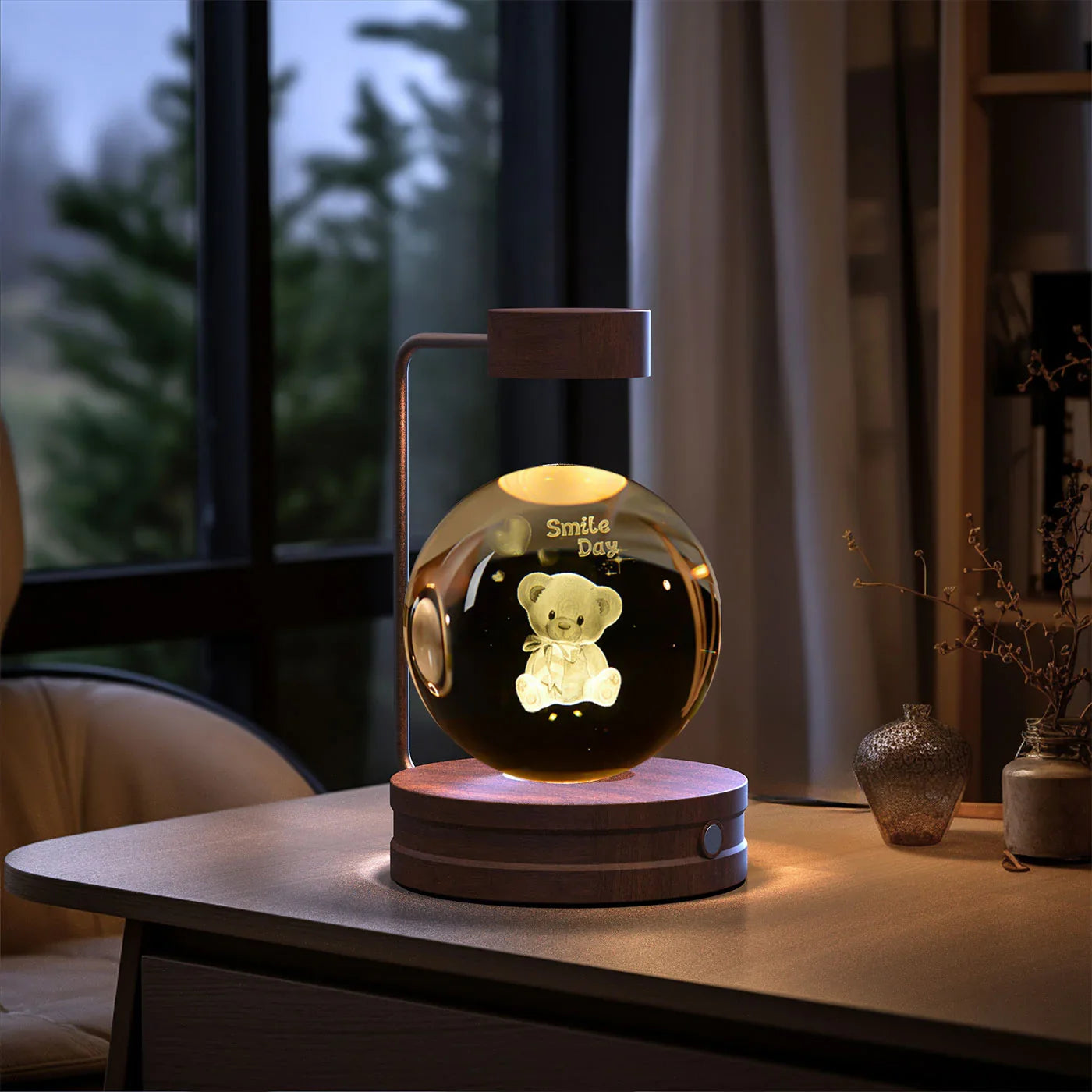 Crystal Ball Dinosaur Night Light — USB Bedside Lamp