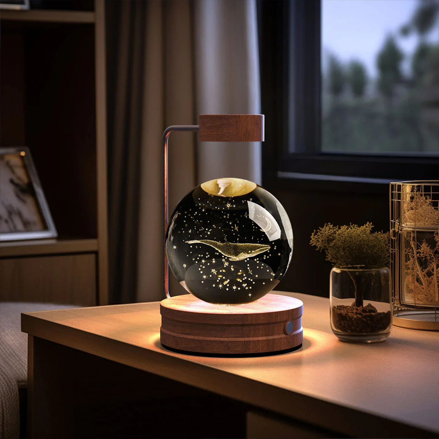 Crystal Ball Dinosaur Night Light — USB Bedside Lamp
