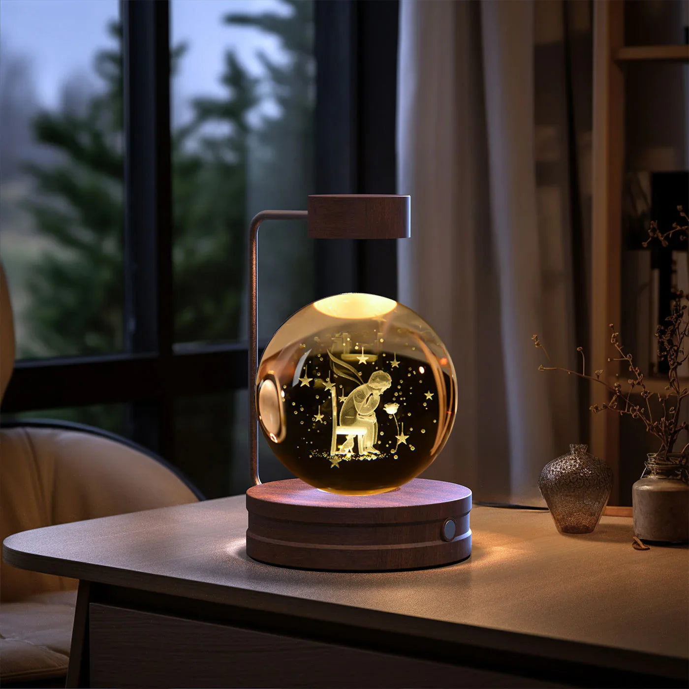 Crystal Ball Dinosaur Night Light — USB Bedside Lamp