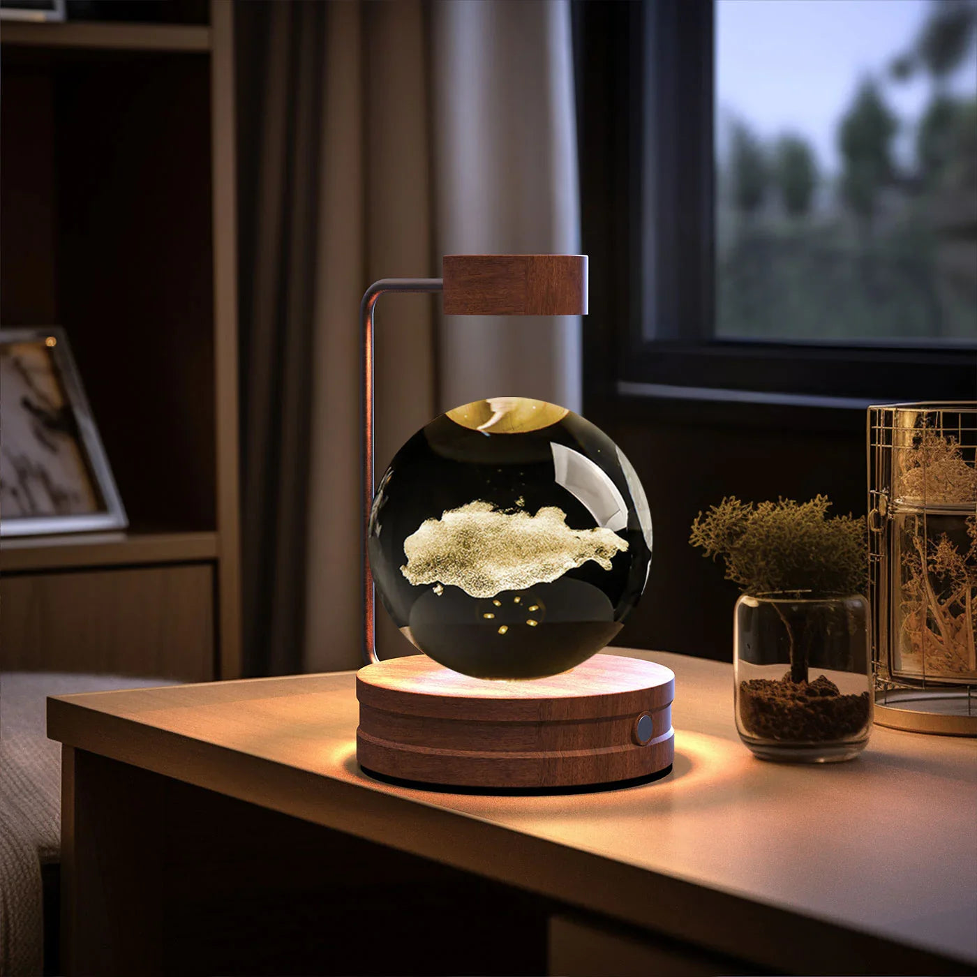Crystal Ball Dinosaur Night Light — USB Bedside Lamp