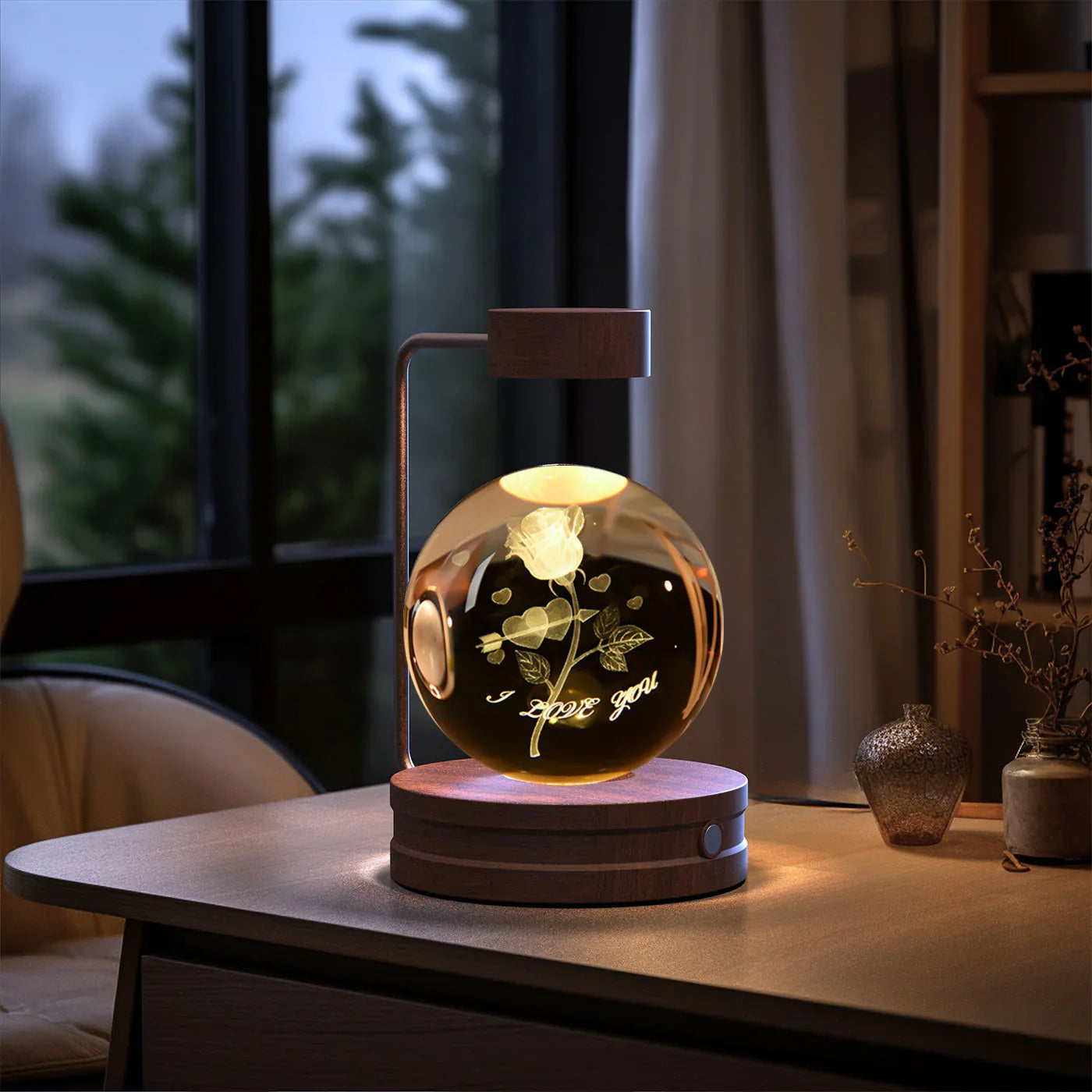 Crystal Ball Dinosaur Night Light — USB Bedside Lamp