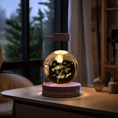 Crystal Ball Dinosaur Night Light — USB Bedside Lamp