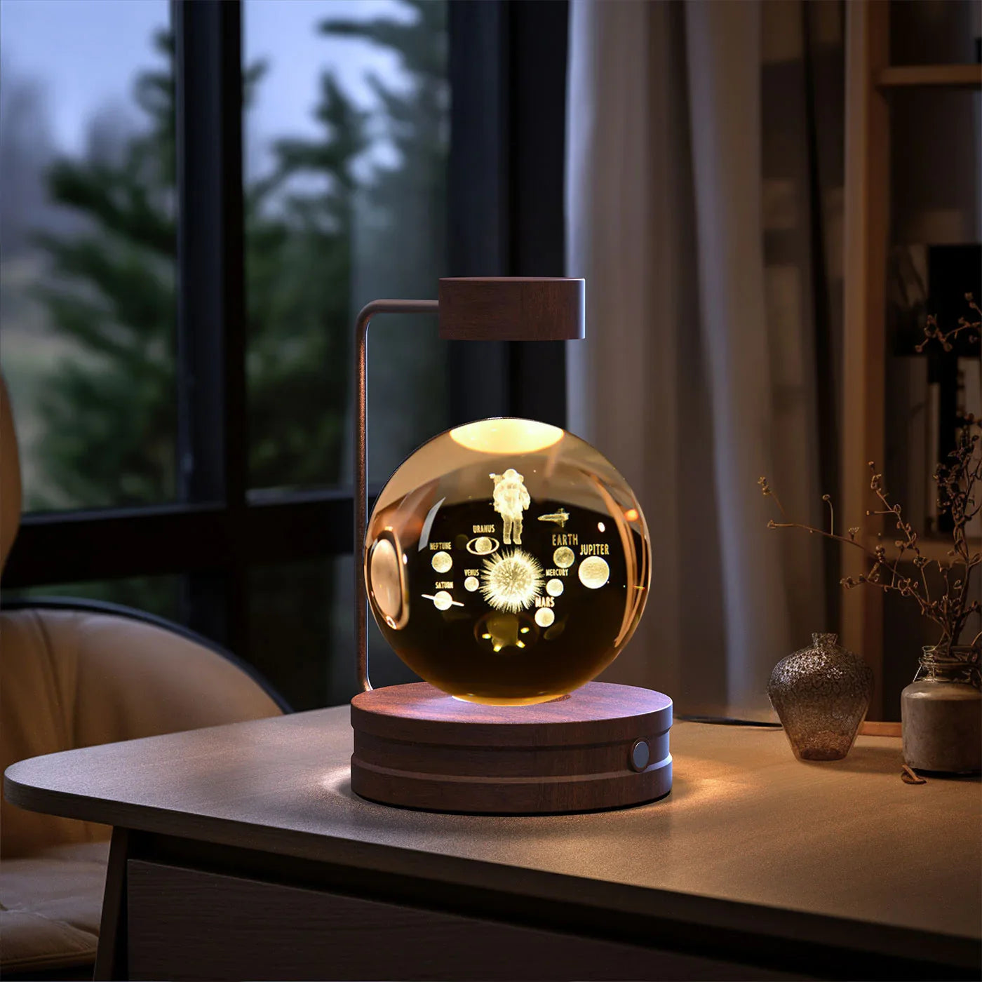 Crystal Ball Dinosaur Night Light — USB Bedside Lamp