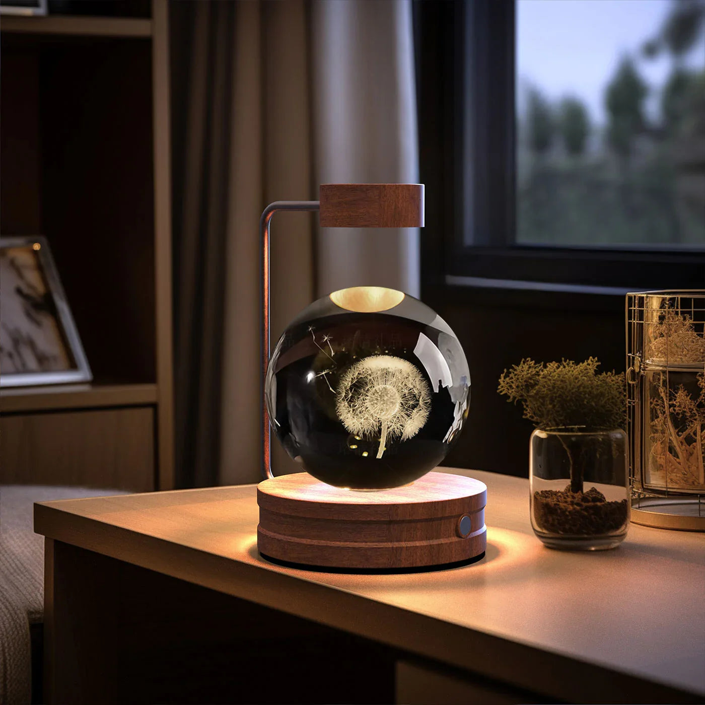 Crystal Ball Dinosaur Night Light — USB Bedside Lamp