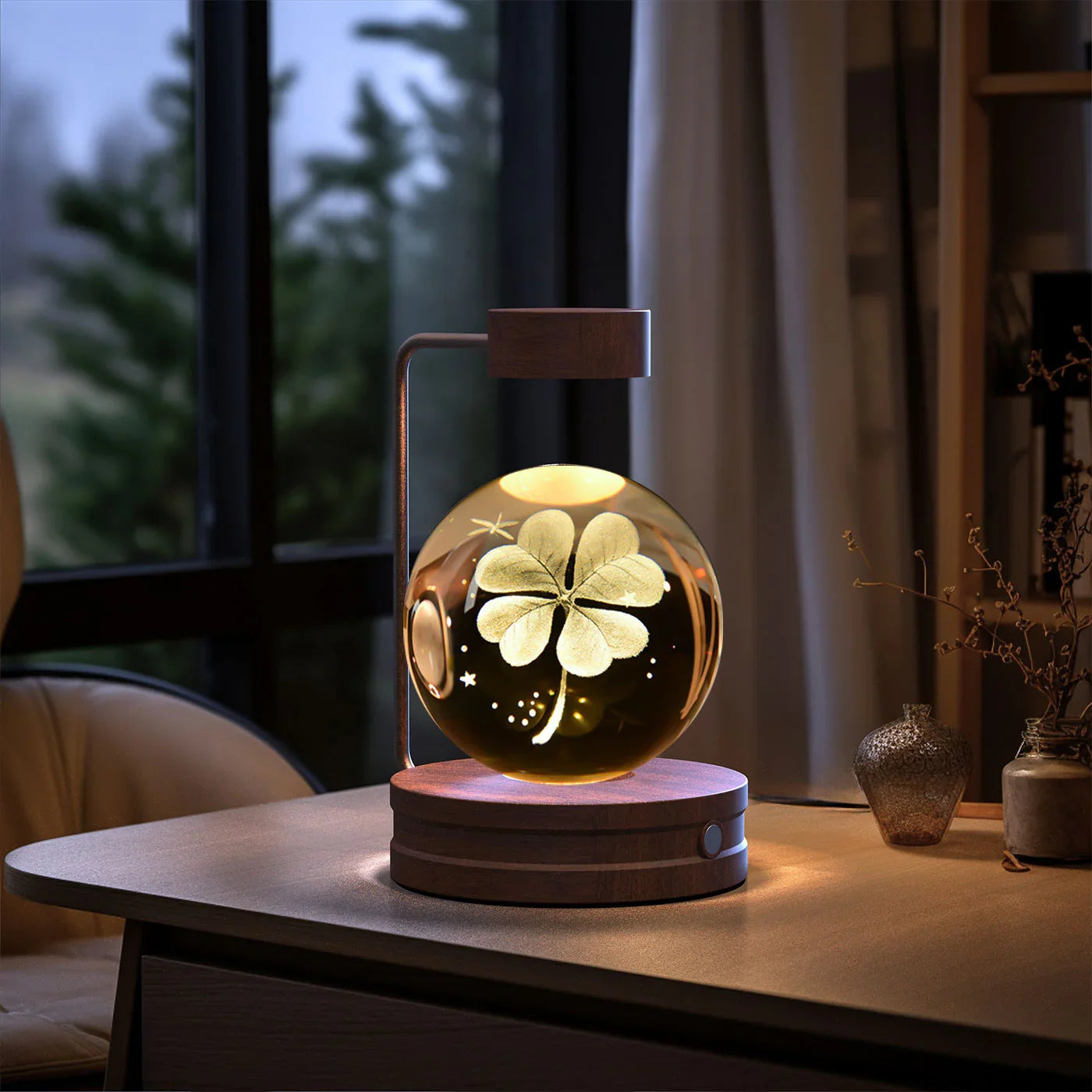 Crystal Ball Dinosaur Night Light — USB Bedside Lamp