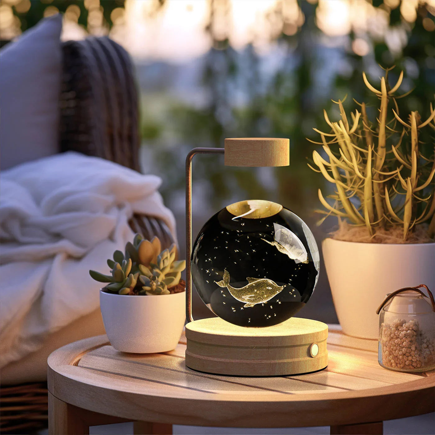 Crystal Ball Dinosaur Night Light — USB Bedside Lamp