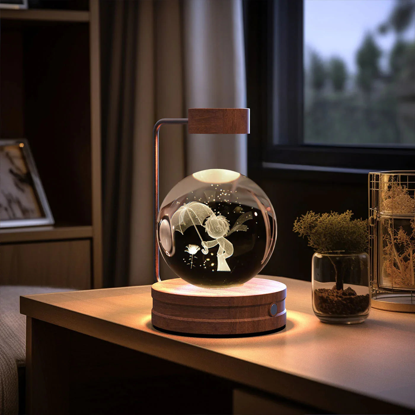 Crystal Ball Dinosaur Night Light — USB Bedside Lamp