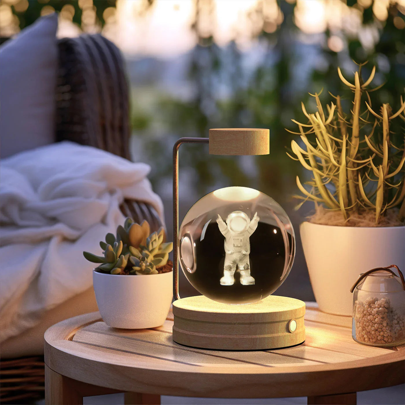 Crystal Ball Dinosaur Night Light — USB Bedside Lamp