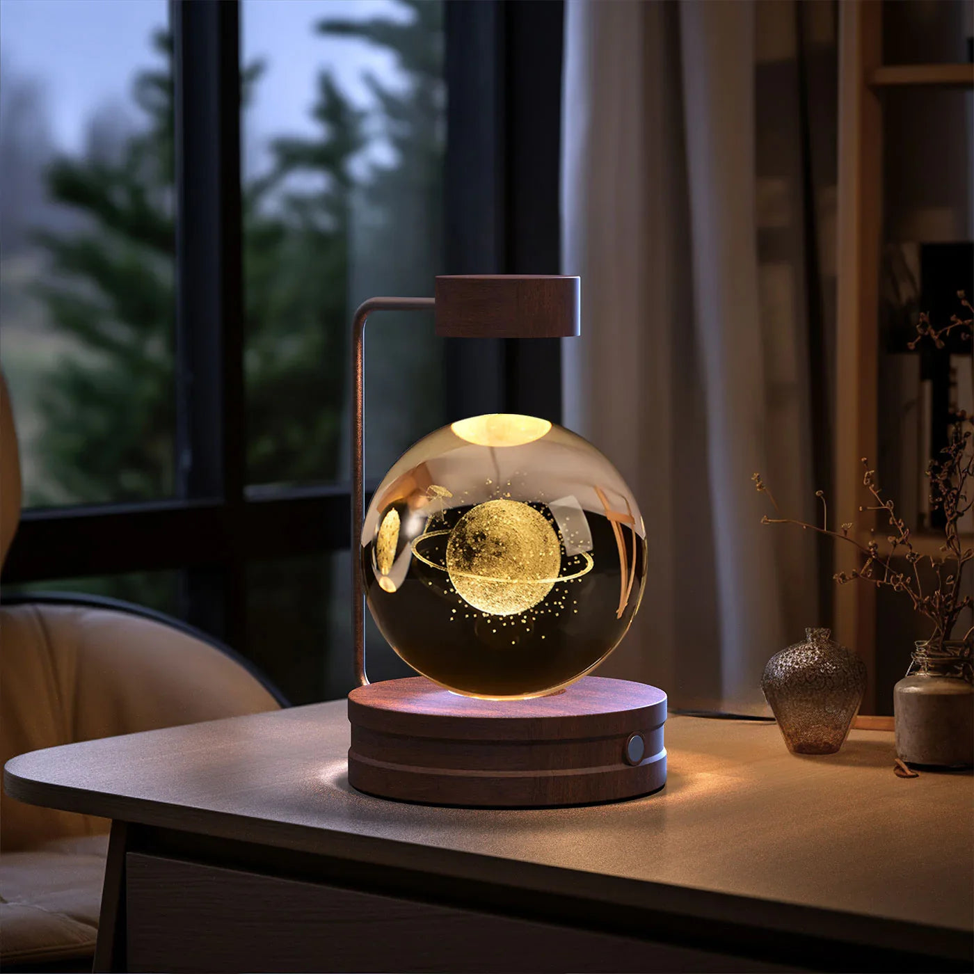 Crystal Ball Dinosaur Night Light — USB Bedside Lamp