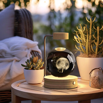 Crystal Ball Dinosaur Night Light — USB Bedside Lamp