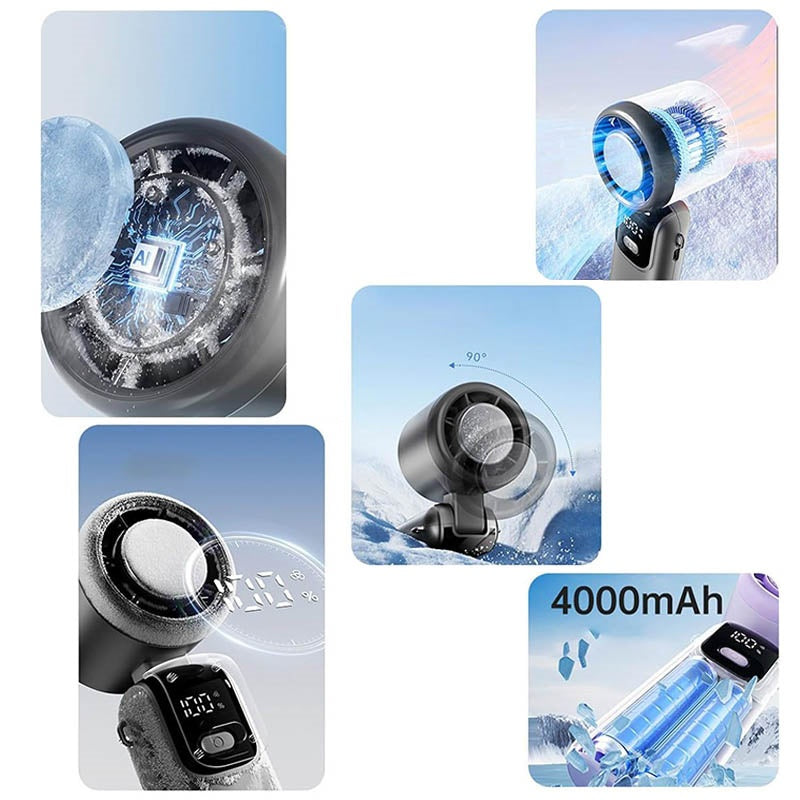 Portable Handheld Cooling Ice Fan Mini Turbo Fans Rechargeable Personal Fans