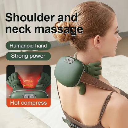 Bionic Finger Neck & Shoulder Massager, Wireless Cervical Trapezius Kneading Massage Shawl With Brushless Motor