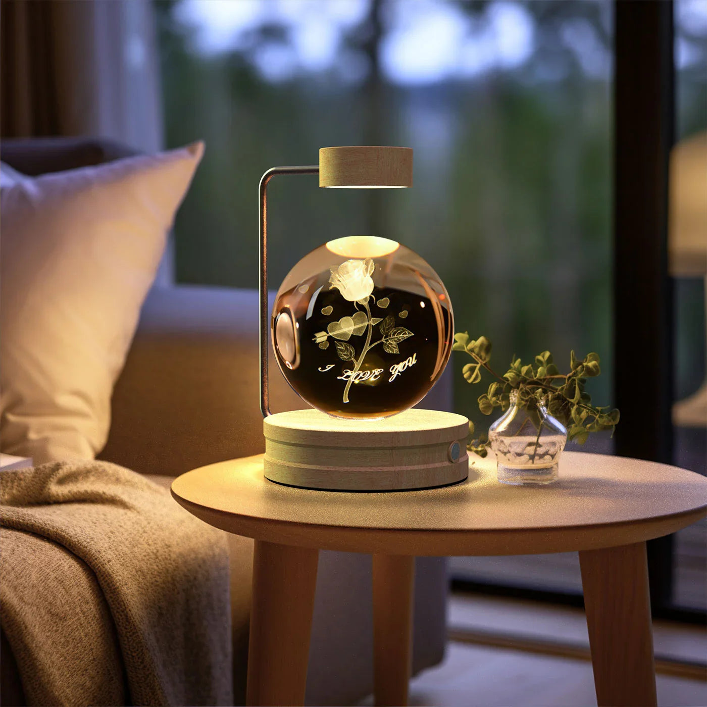 Crystal Ball Dinosaur Night Light — USB Bedside Lamp
