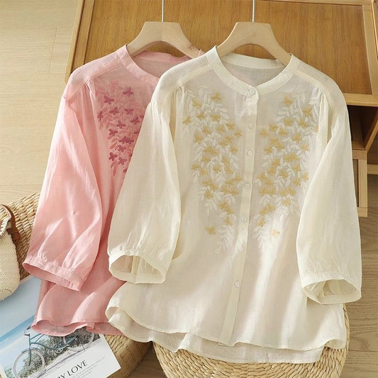 Stand Collar Loose Fit Women's Shirt