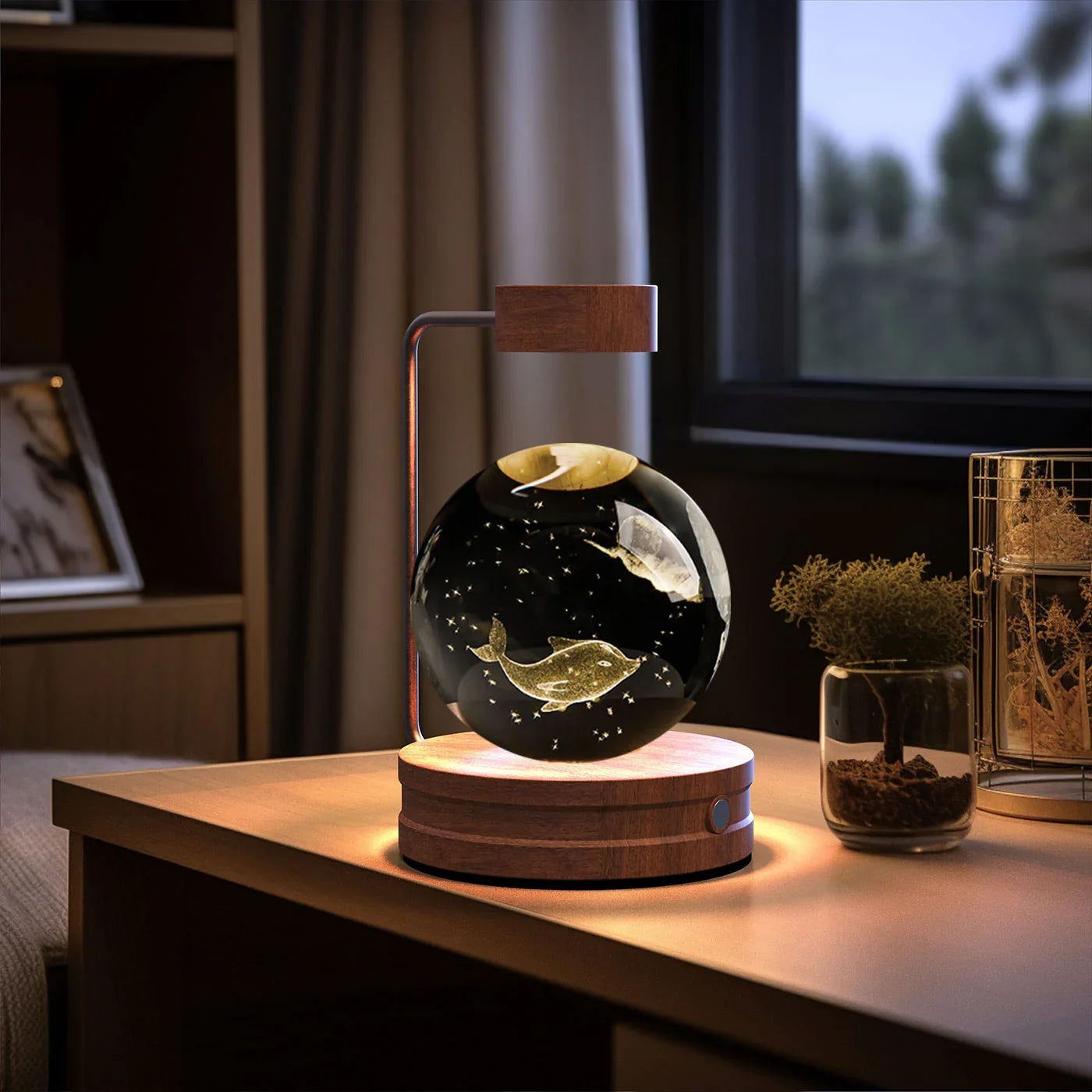 Crystal Ball Dinosaur Night Light — USB Bedside Lamp