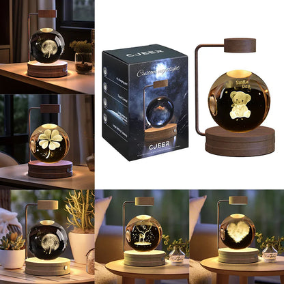 Crystal Ball Dinosaur Night Light — USB Bedside Lamp